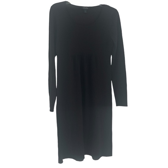 S Max Mara Knit Dress Knee Length Long Sleeve Wool Blend Size Large Black - Picture 1 of 8